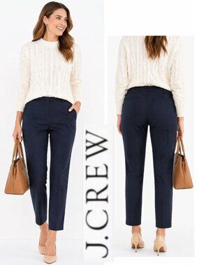 J.Crew Ryder Navy Blue Straight Leg Pants Mid Rise Stretch Women Size 10P